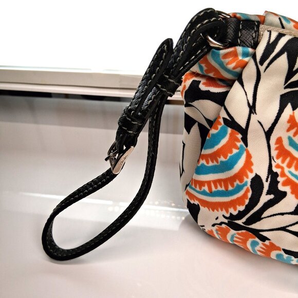 Vintage Prada Mini Wristlet Handbag Clutch White, Orange, Blue, Tropical Floral - Picture 4 of 14